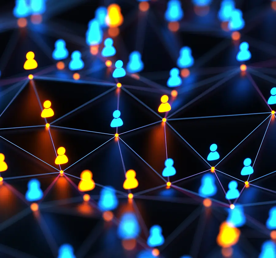Abstract network with glowing figures