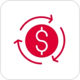 Financial transaction symbol with arrows