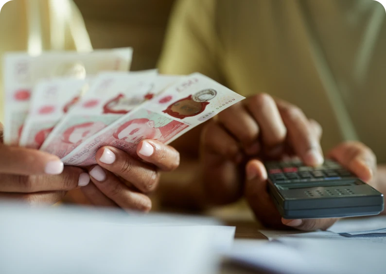 Calculating finances with cash