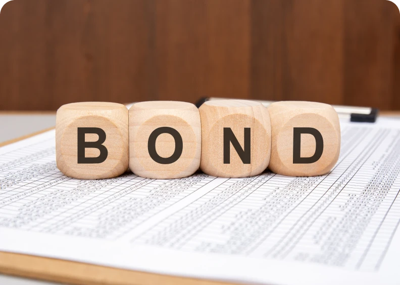 BOND on financial document background
